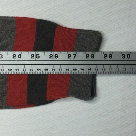 Banana Republic Mens Rust Brown Gray Striped Wool Cashmere Sweater Size Large - Picture 9 of 9